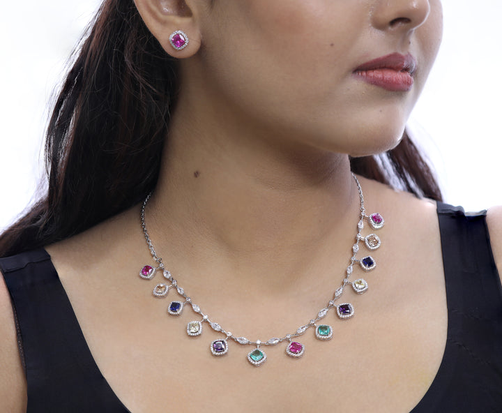 92.5 Sterling Silver Classic Cushion Necklace  20529