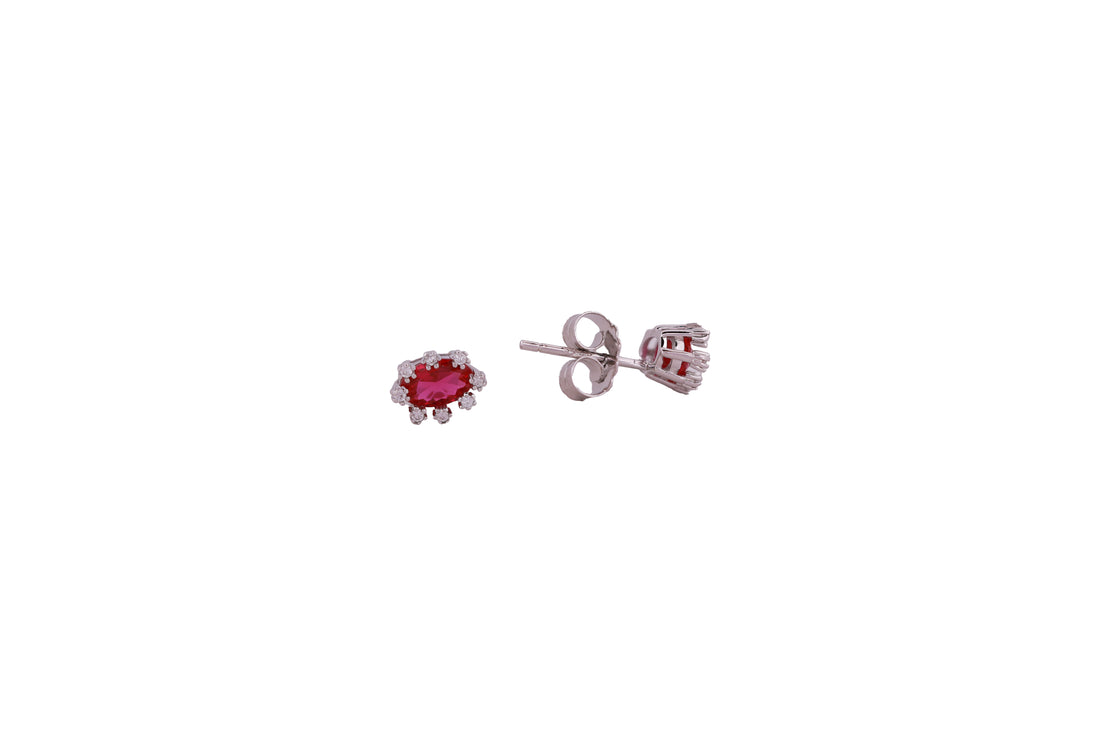 92.5 Sterling Silver Oval Halo Stud Earrings 20537