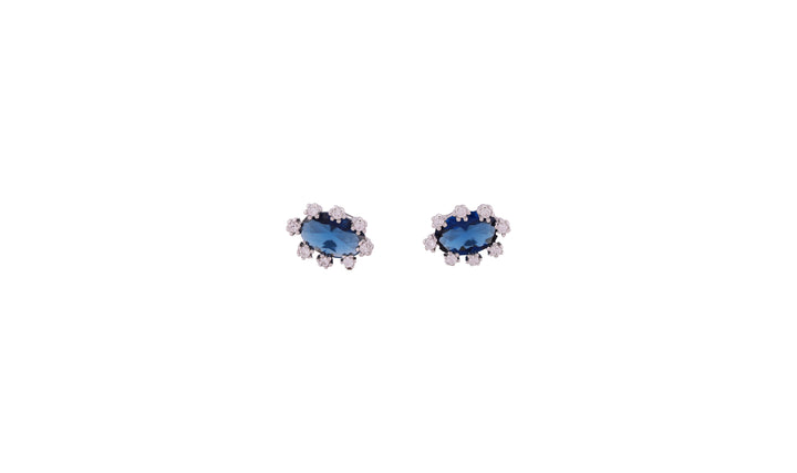 92.5 Sterling Silver Oval Halo Stud Earrings 20537