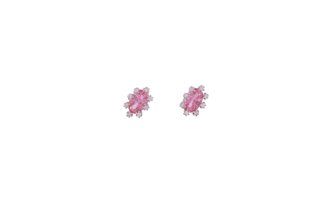92.5 Sterling Silver Oval Halo Stud Earrings 20537