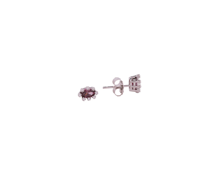 92.5 Sterling Silver Oval Halo Stud Earrings 20537