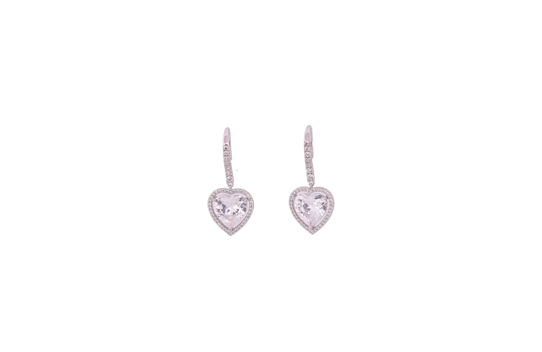 92.5 Sterling Silver Heart Halo Drop Earrings 20546