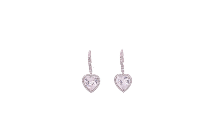 92.5 Sterling Silver Heart Halo Drop Earrings 20546