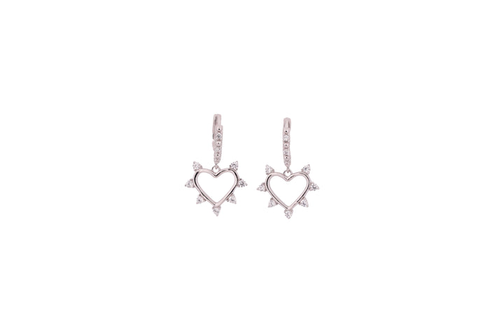 92.5 Sterling Silver Heart-Shaped Drop Earrings  20559