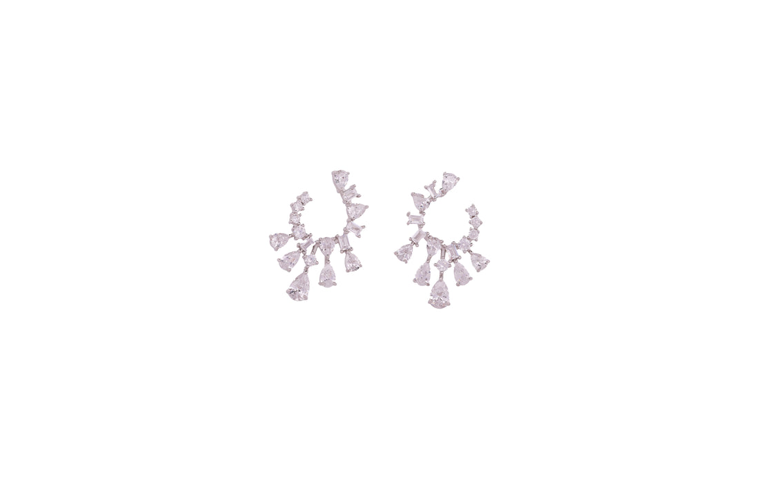 92.5 Sterling Silver Chandelier Semi-Hoop Earrings 20561