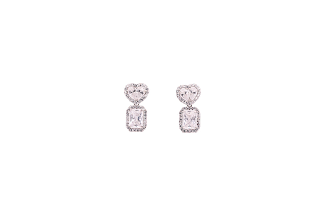 92.5 Sterling Silver Dual Halo Romantic Drop Earrings 20562