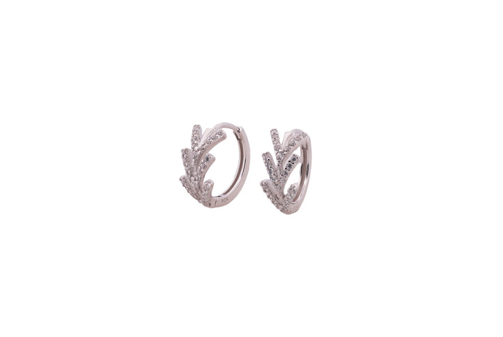 92.5 Sterling Silver Leaf Huggie Earrings 20565
