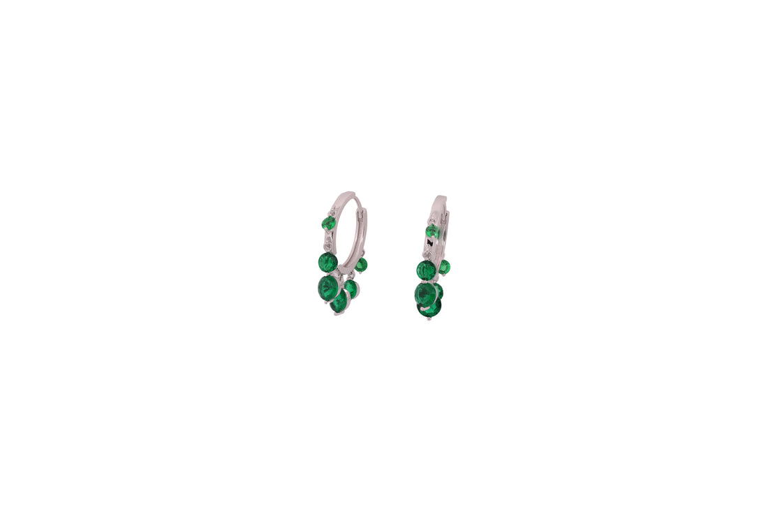92.5 Sterling Silver Cluster Huggie Hoops Earrings 20568