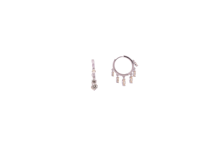 92.5 Sterling Silver Dangle Hoops Earrings 20569