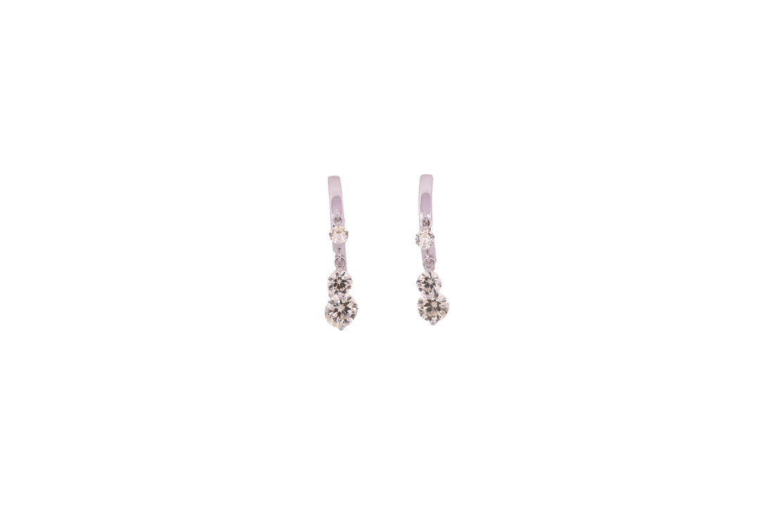 92.5 Sterling Silver Dangle Hoops Earrings 20569