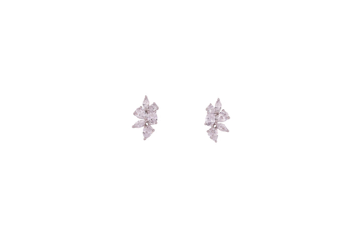92.5 Sterling Silver Leaf Cluster Stud Earrings 20574