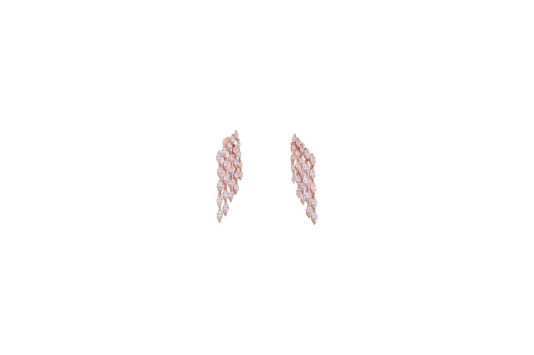 92.5 Sterling Silver Waterfall Cluster Earrings 20577