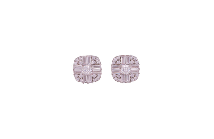 92.5 Sterling Silver Cushion Cluster Stud Earrings 20583