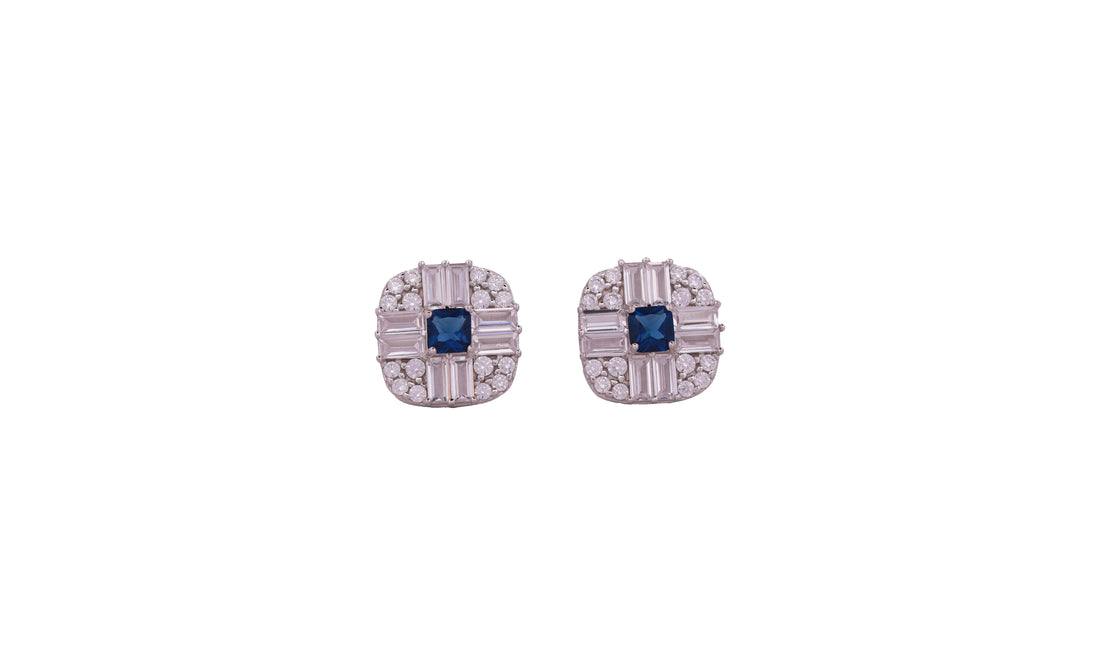 92.5 Sterling Silver Cushion Cluster Stud Earrings 20583