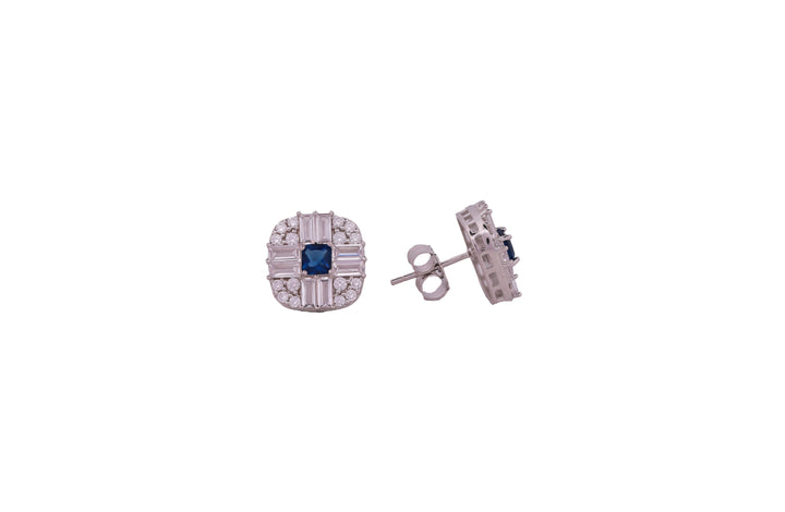 92.5 Sterling Silver Cushion Cluster Stud Earrings 20583