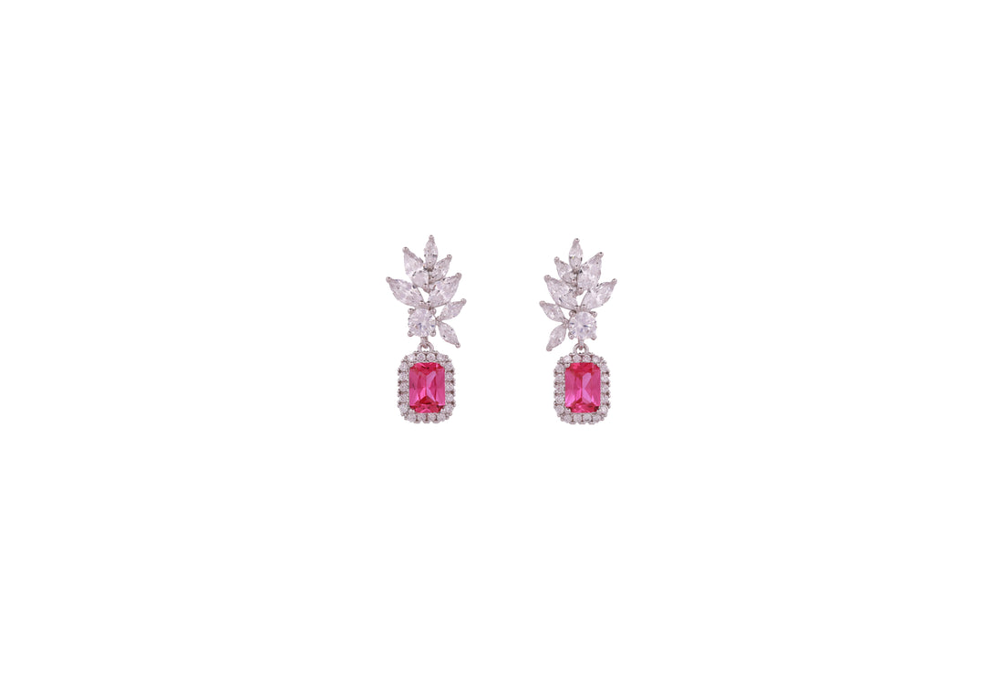 92.5 Sterling Silver Cluster & Drop Designer Earrings 20585