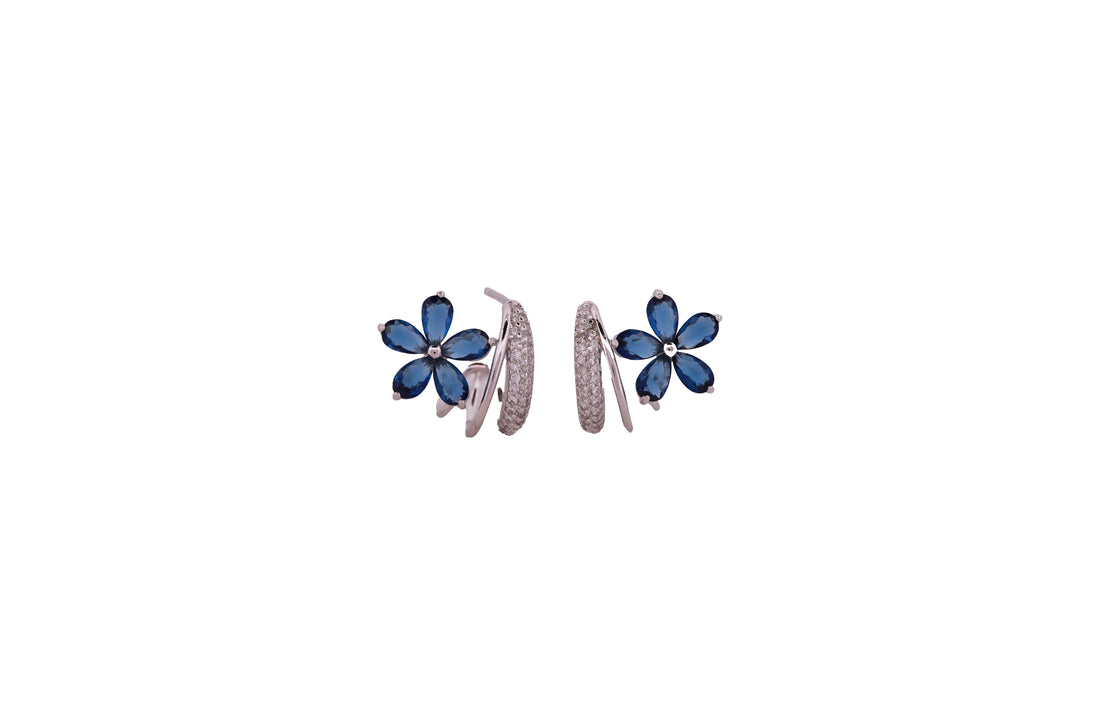92.5 Sterling Silver Floral Front Hoop Earrings 20600