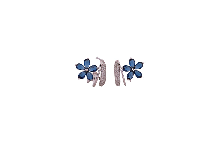 92.5 Sterling Silver Floral Front Hoop Earrings 20600