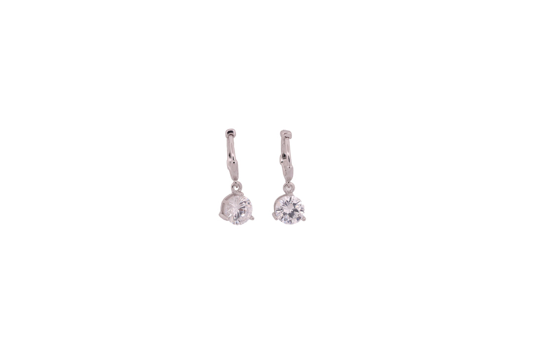 92.5 Sterling Silver Solitaire Drop Earrings 20602