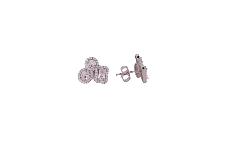 92.5 Sterling Silver Multi-Shape Cluster Earrings 20613