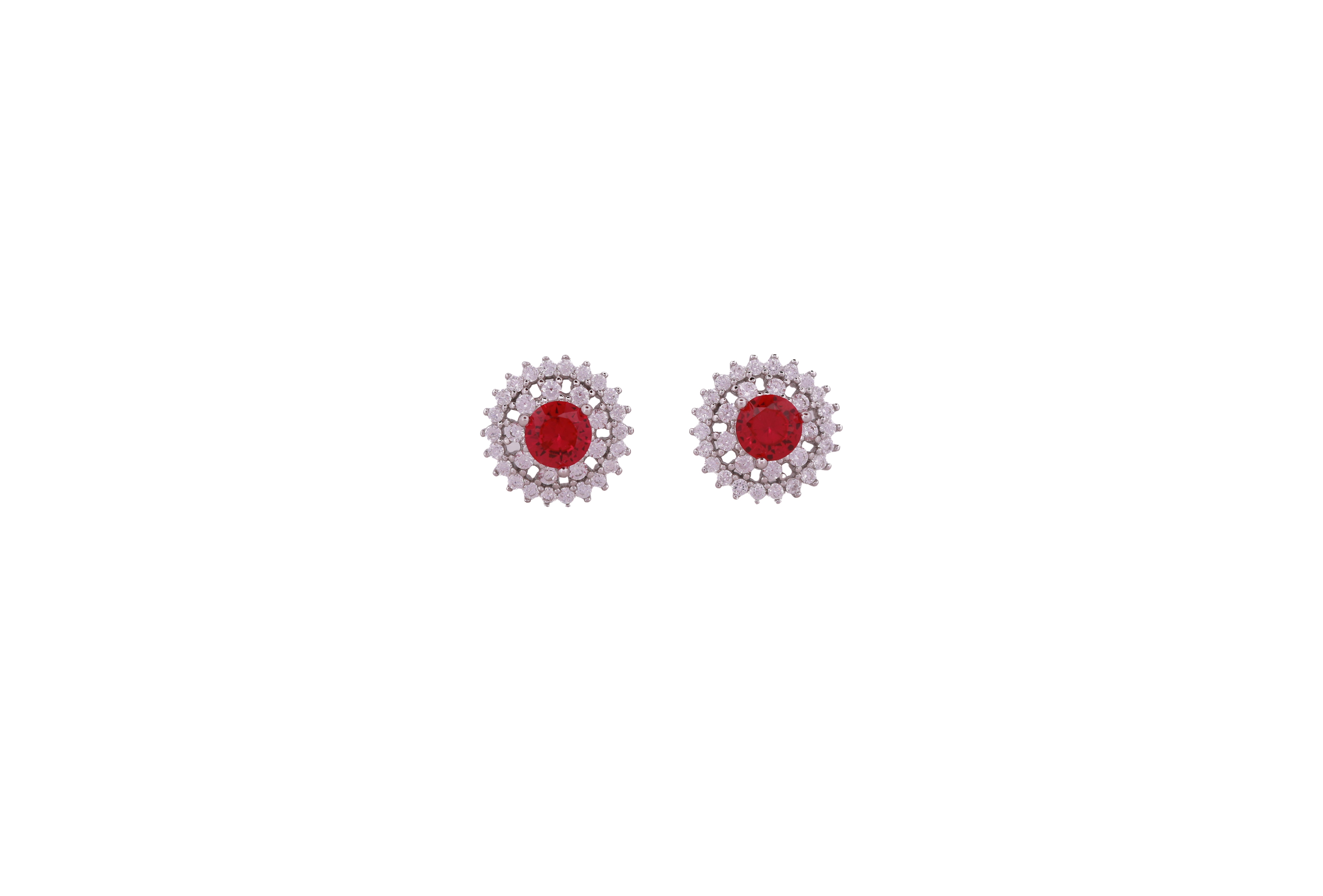 92.5 Sterling Silver  Double Halo Stud Earrings 20663