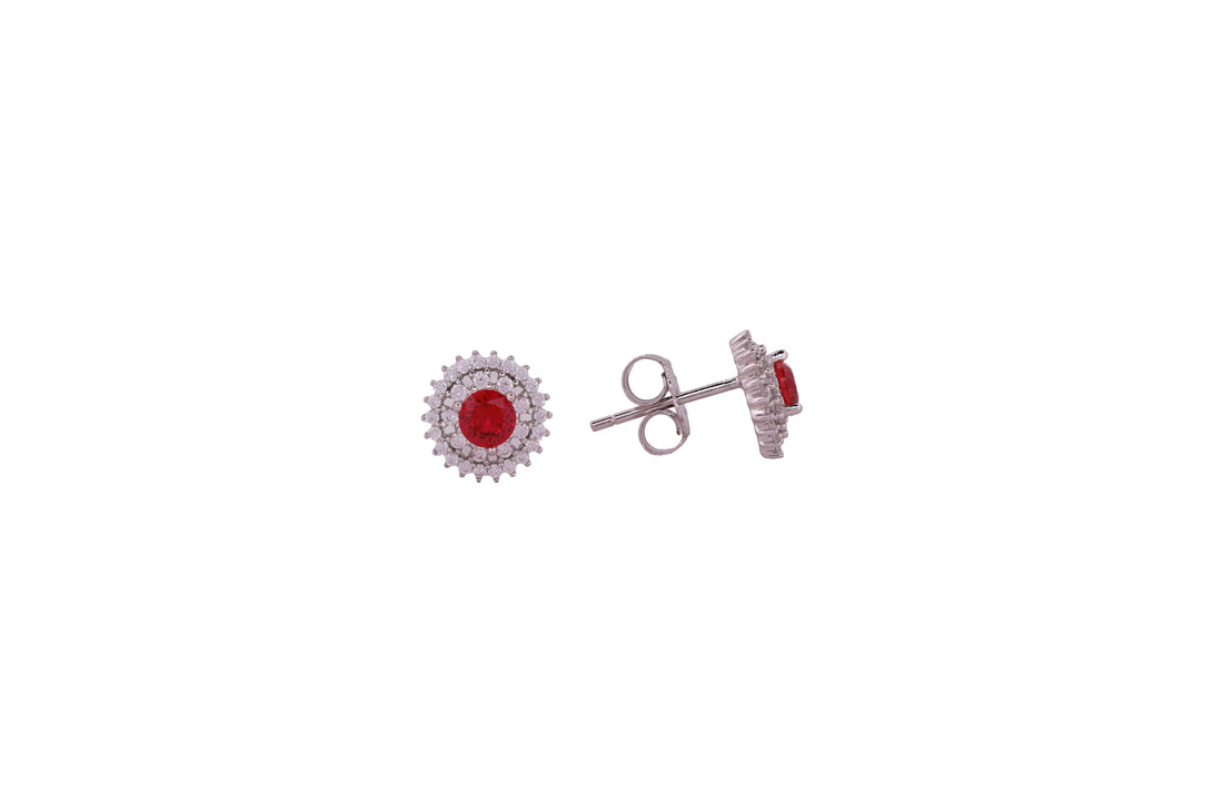 92.5 Sterling Silver  Double Halo Stud Earrings 20663