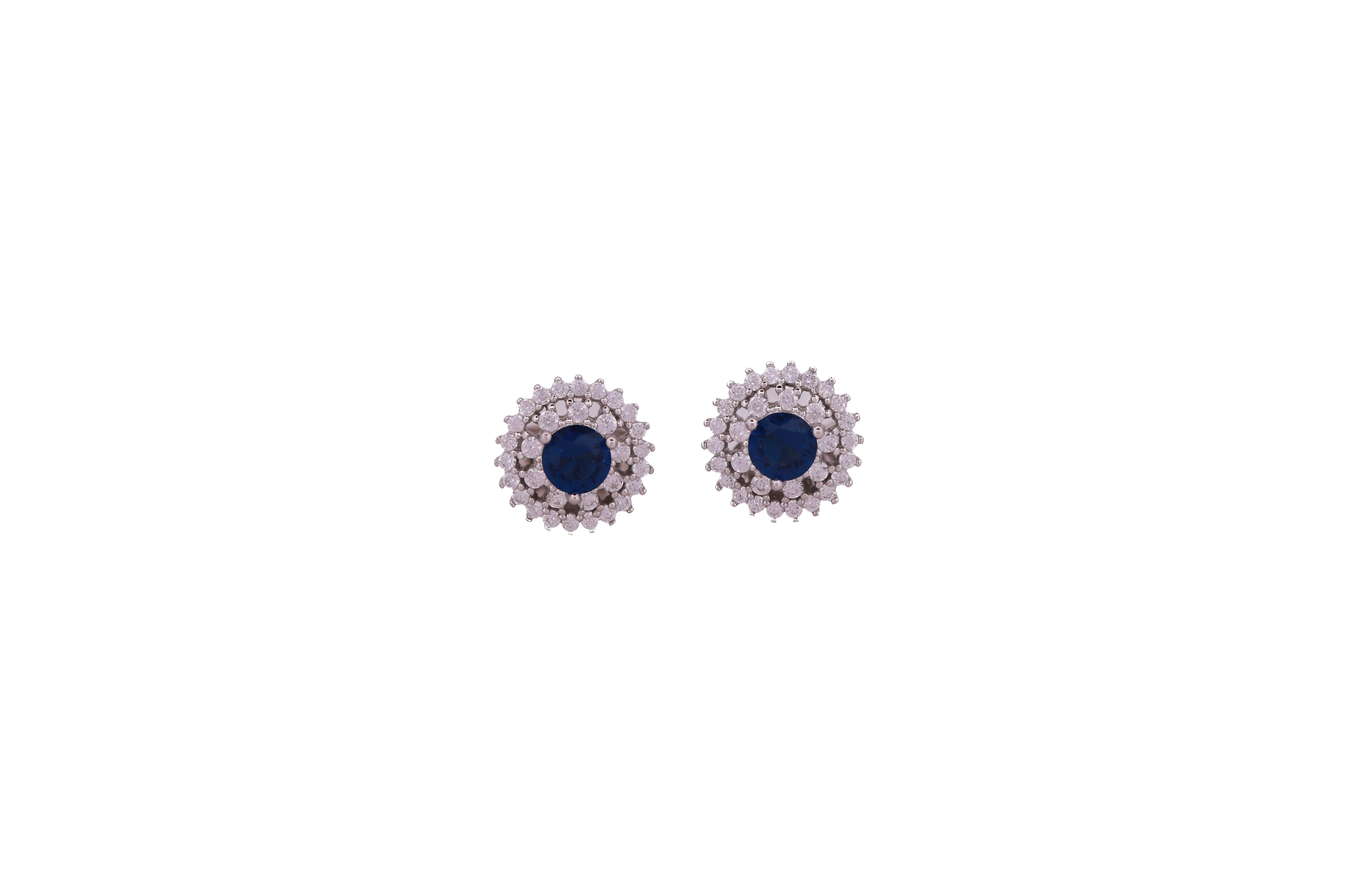 92.5 Sterling Silver  Double Halo Stud Earrings 20663