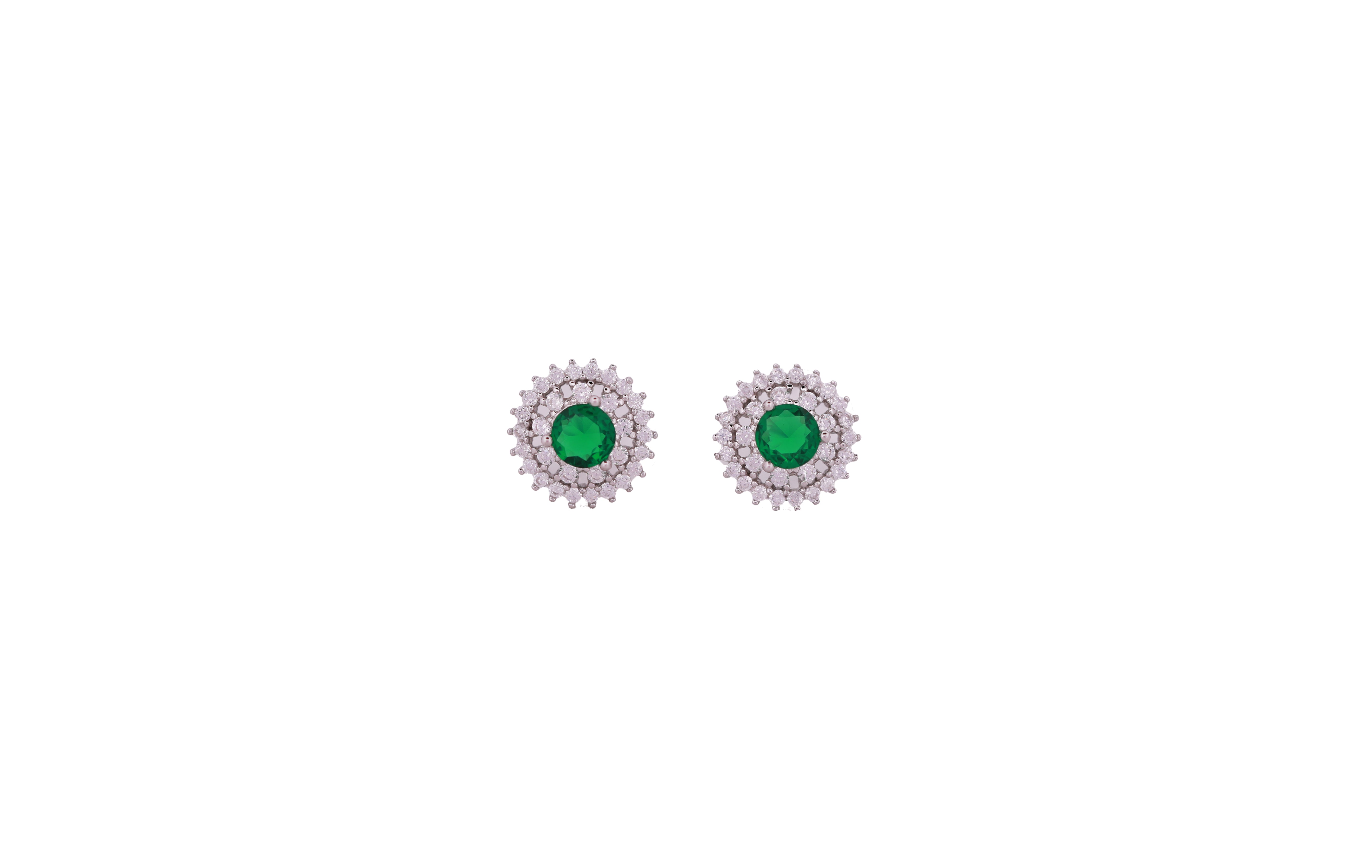 92.5 Sterling Silver  Double Halo Stud Earrings 20663