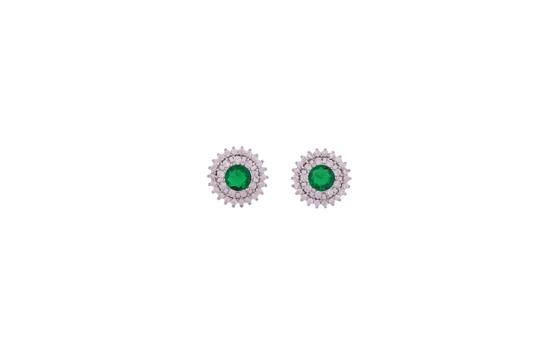 92.5 Sterling Silver  Double Halo Stud Earrings 20663