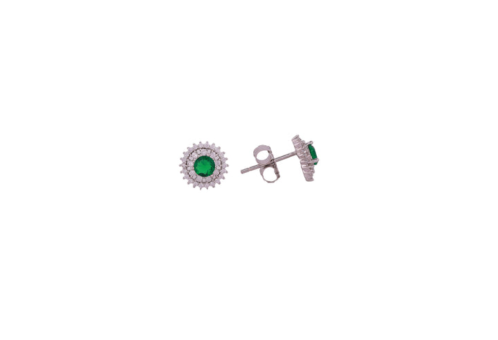 92.5 Sterling Silver  Double Halo Stud Earrings 20663