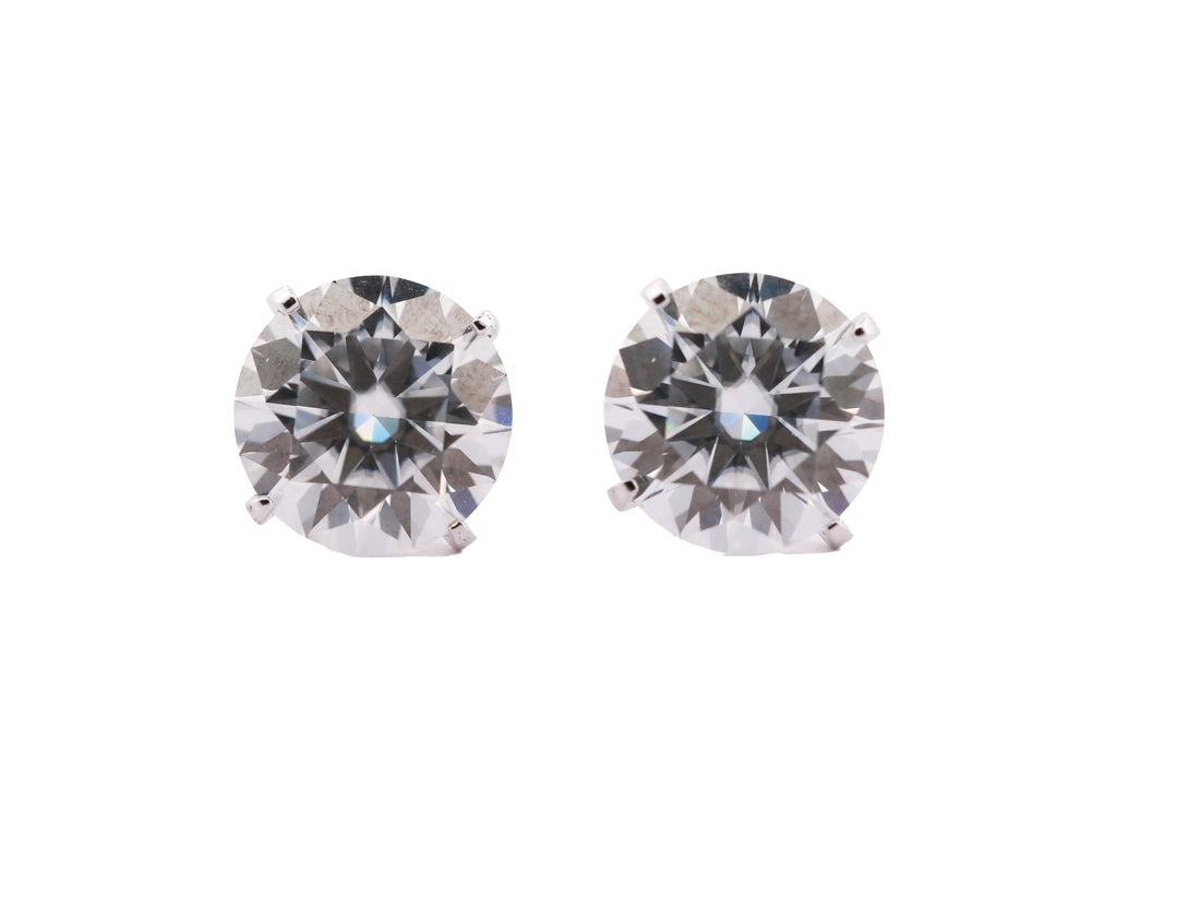 92.5 Sterling Silver with Moissanite Classic Round Solitaire Stud  Earrings 6657
