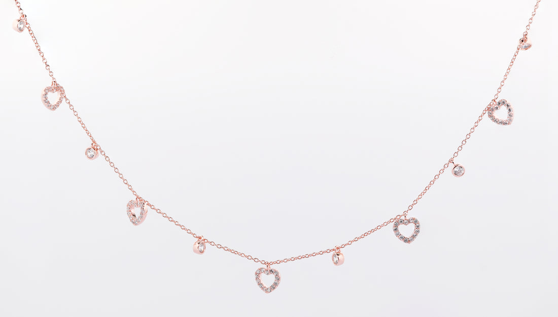92.5 Sterling Silver Heart & Bezel Charm  Chain Pendant 13863