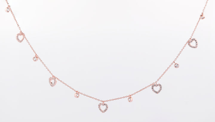 92.5 Sterling Silver Heart & Bezel Charm  Chain Pendant 13863