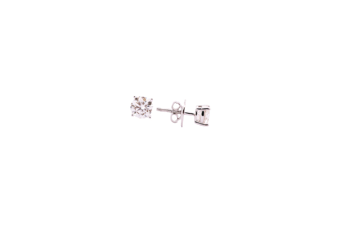92.5 Sterling Silver with Moissanite Classic Round Solitaire Stud Earrings 6753