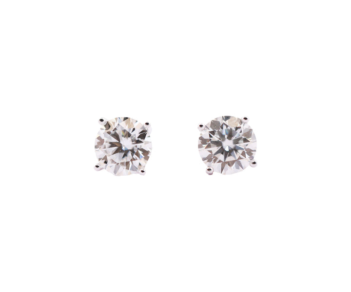 92.5 Sterling Silver with Moissanite Classic Round Solitaire Stud Earrings 6753