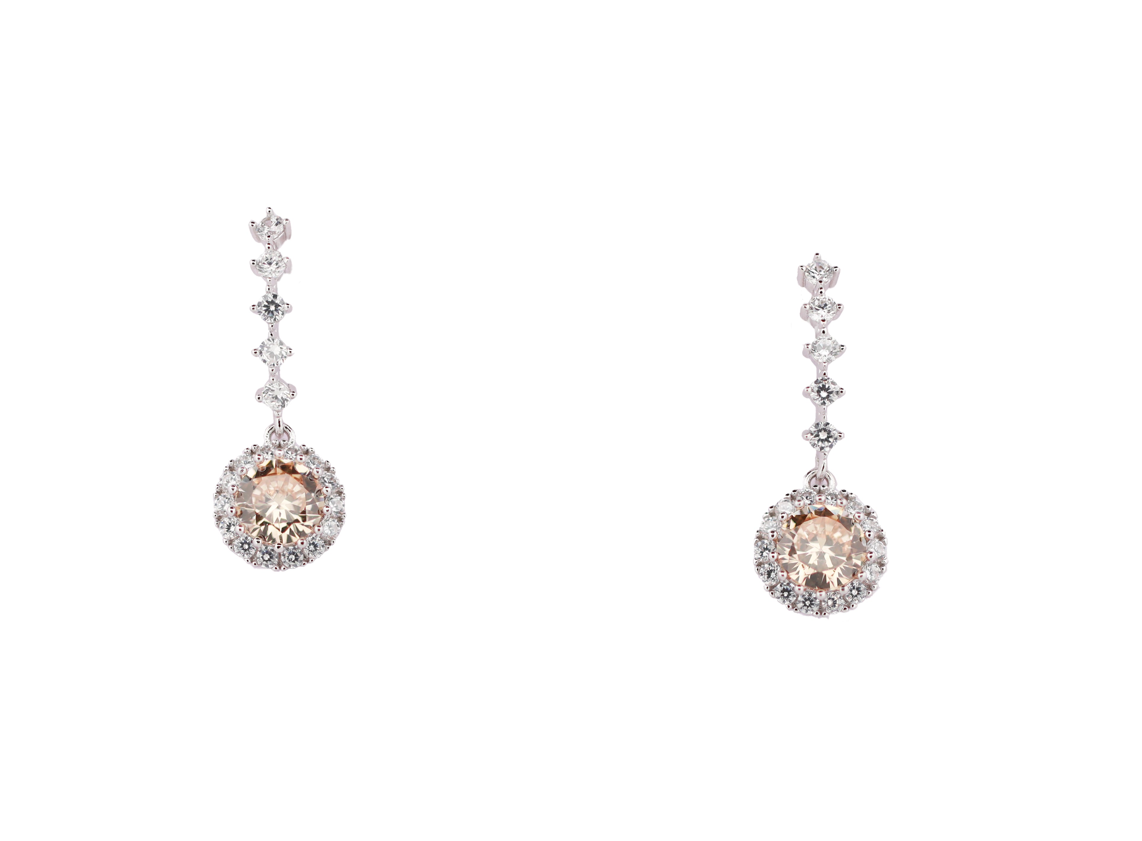 92.5 Sterling Silver Halo Drop Earrings 11224