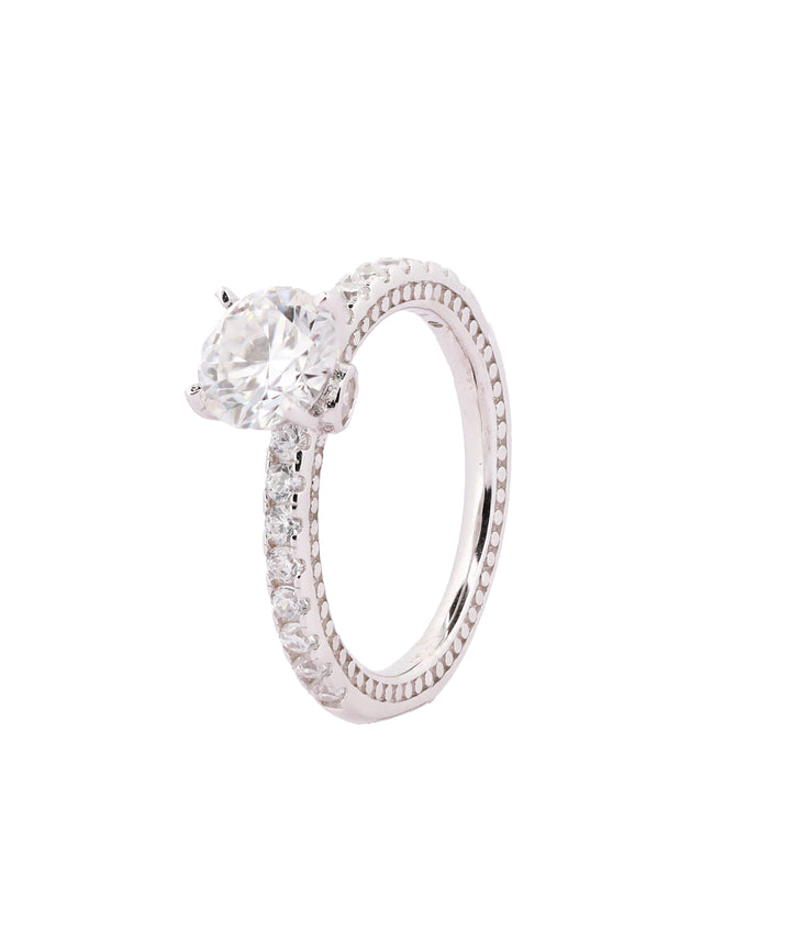 92.5 Sterling Silver Milgrain Solitaire Finger Ring 6665