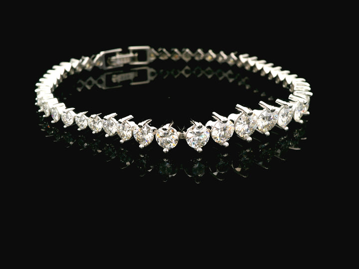 92.5 Sterling Silver Radiant Taper Luxe Bracelet with Moissanite Diamond 23012