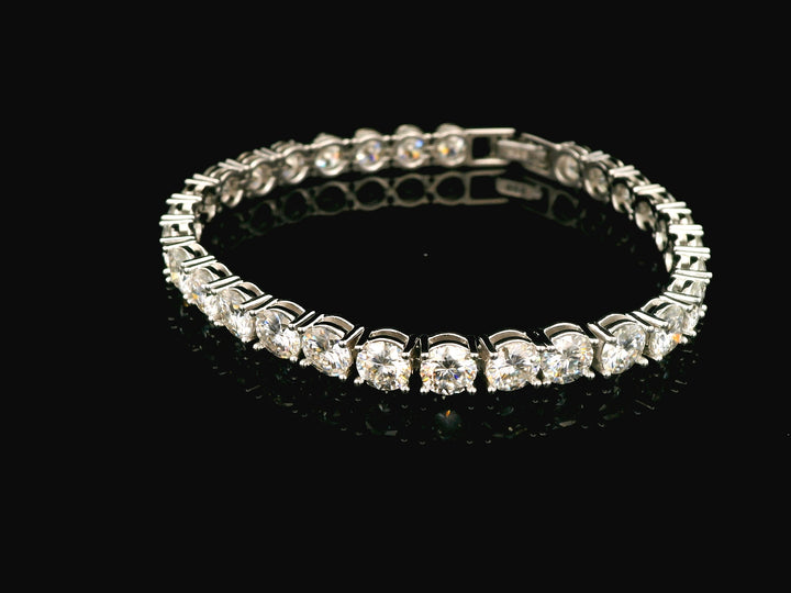 92.5 Sterling Silver Royal Halo Tennis Bracelet with Moissanite Diamond 23771