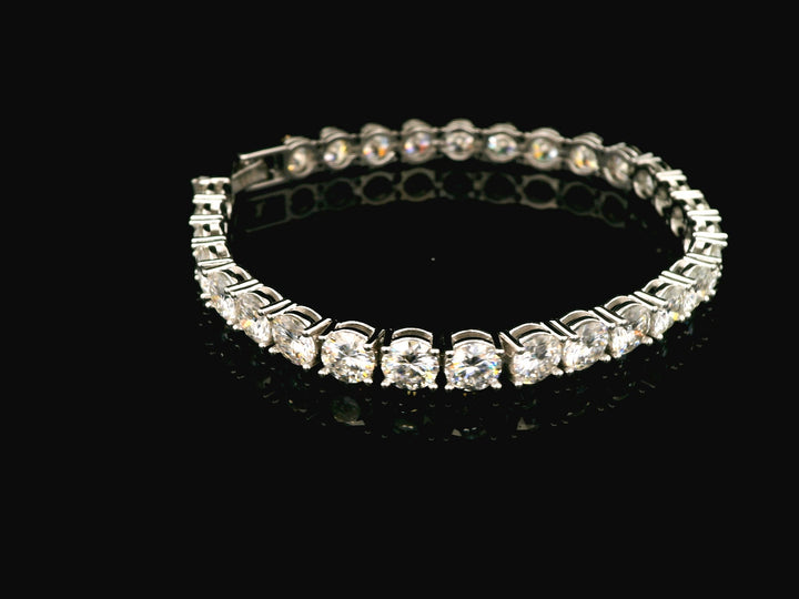 92.5 Sterling Silver Royal Halo Tennis Bracelet with Moissanite Diamond 23771