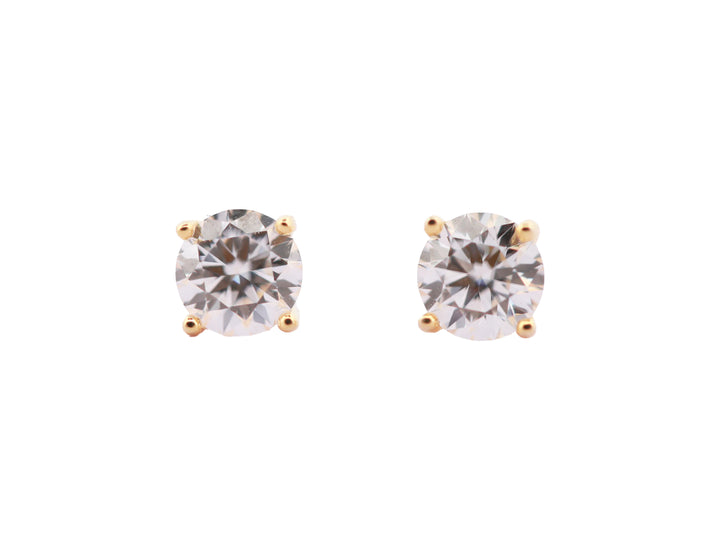 92.5 Sterling Silver with Moissanite  Classic Round Solitaire Stud Earrings 13002