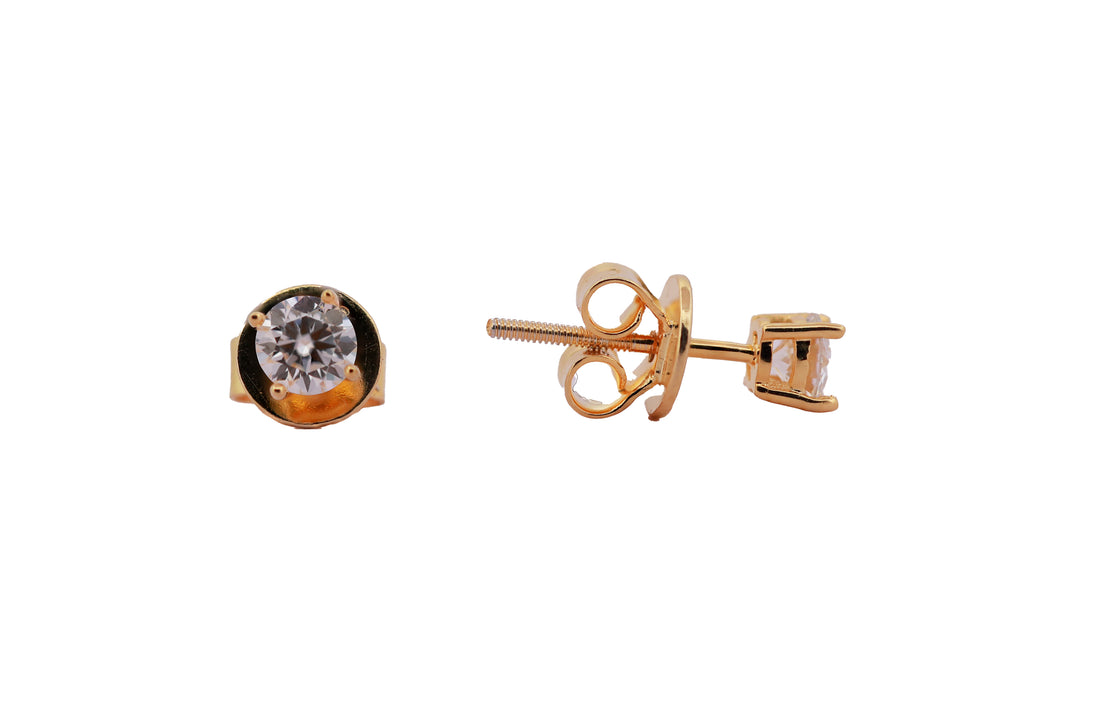 92.5 Sterling Silver with Moissanite  Classic Round Solitaire Stud Earrings 13002