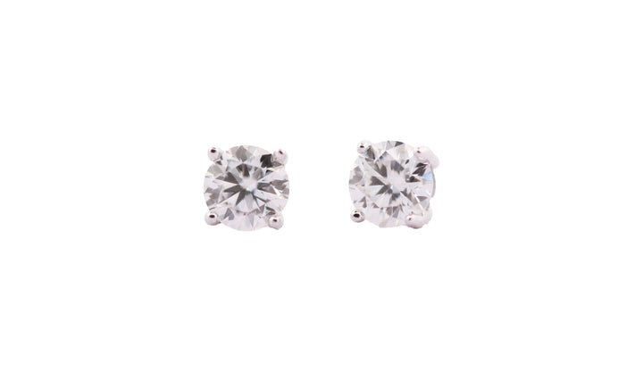92.5 Sterling Silver with Moissanite  Classic Round Solitaire Stud Earrings 13002