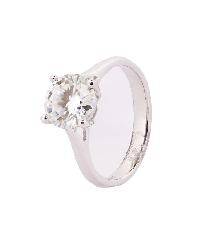 92.5 Sterling Silver Minimalist Round Solitaire Finger Ring 6776