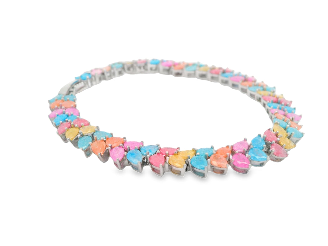 92.5 Sterling Silver Candy Crush Pear Bracelet  25264