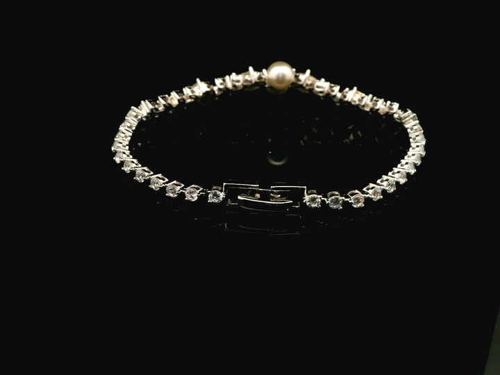 92.5 Sterling Silver Champagne Spark Pearl Bracelet 25324