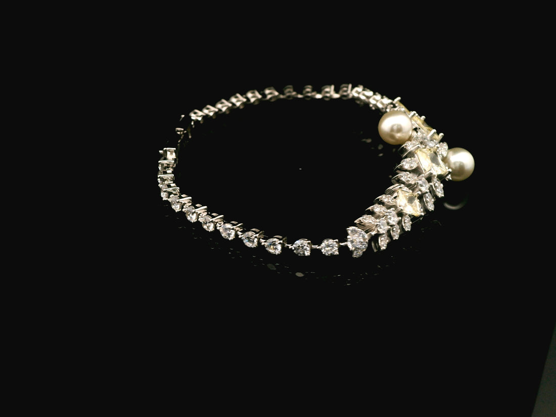 92.5 Sterling Silver Champagne Spark Pearl Bracelet 25324