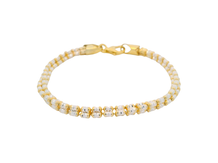 92.5 Sterling Silver Two-Tone Bead Charm Bracelet 25479