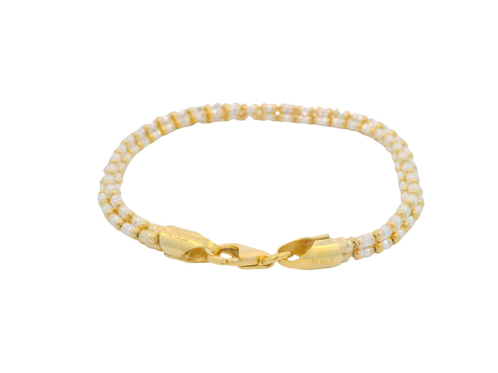 92.5 Sterling Silver Two-Tone Bead Charm Bracelet 25479