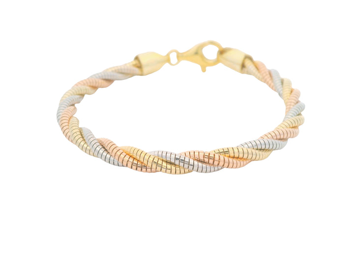 92.5 Sterling Silver Tri-Colour Snake Twist  Bracelet 25488